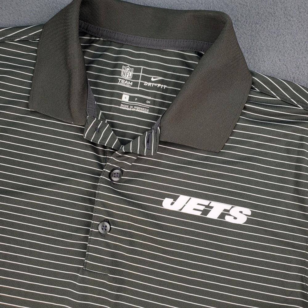 NFL New York Jets Nike Dri-FIT Polo‎ Shirt Striped Mens Small Football